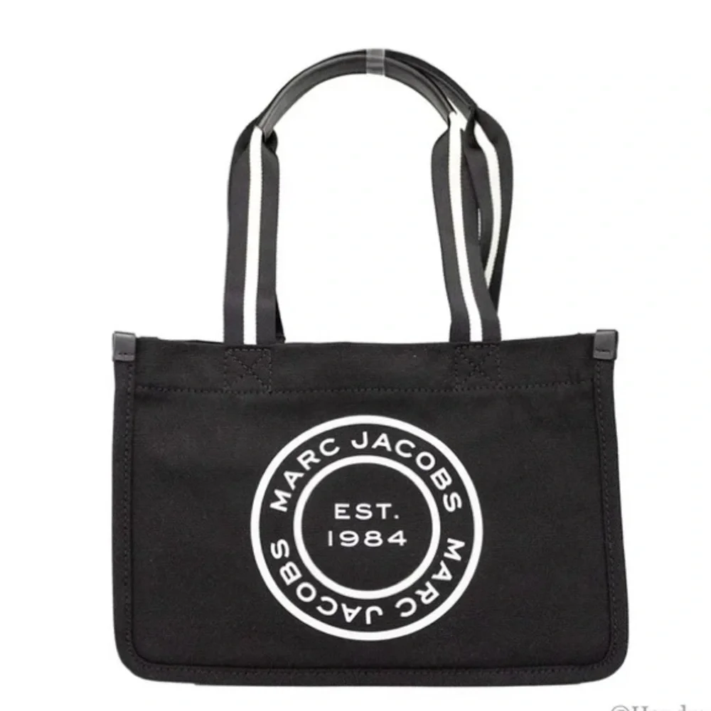Marc Jacobs Black Canvas Tote with White Logo